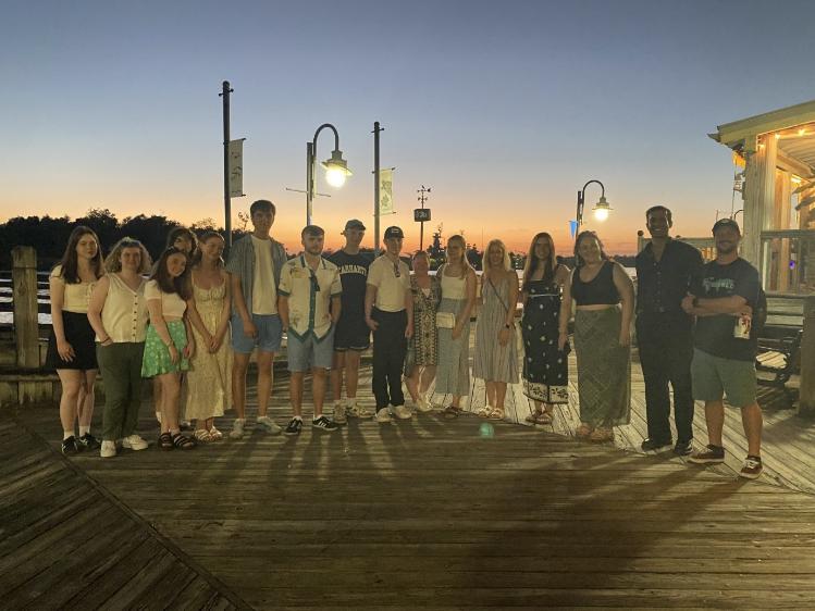 sunset boat tour on Cape Fear River group photo